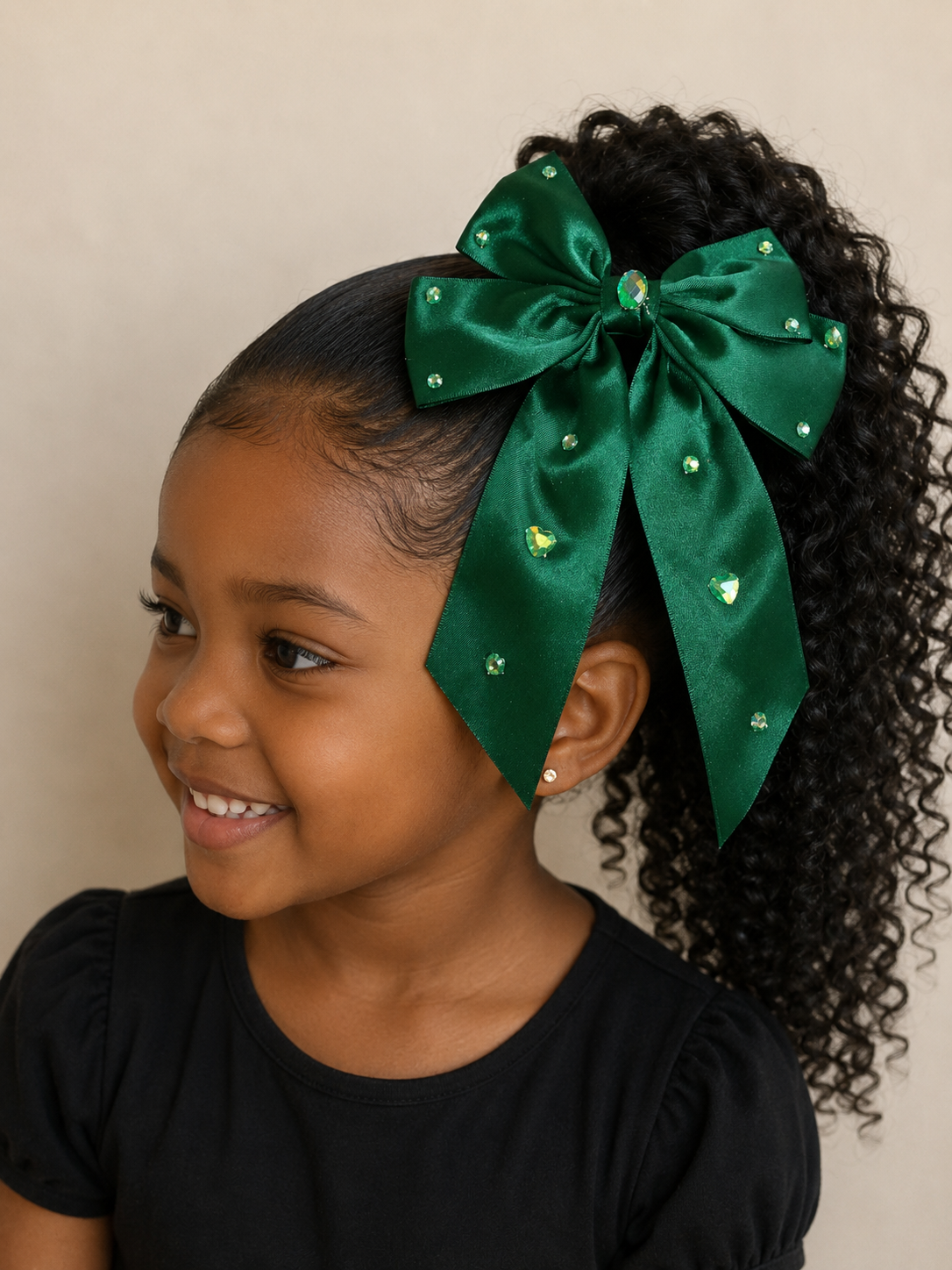 Forest Green Bedazzled Bow