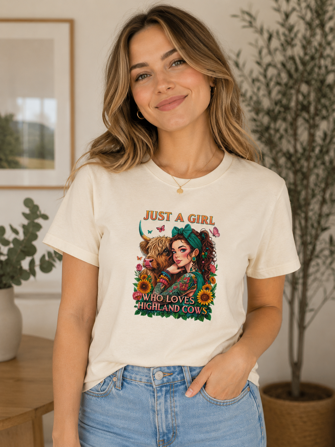 Just a Girl Howlin Cow-T-shirt