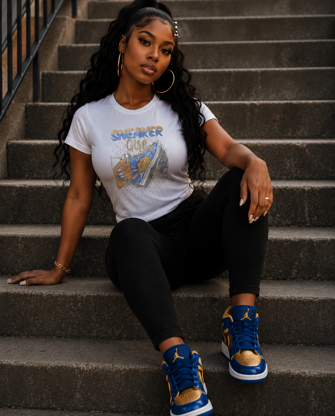 Sneaker Girl (Blue&Gold Rhinestone) T-shirt