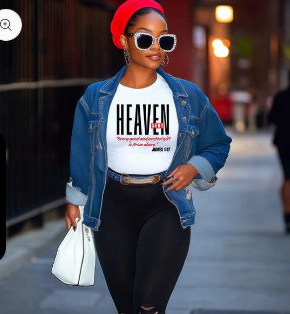 Prayed for; Heaven Sent - Couples T-shirt (sold as a set)